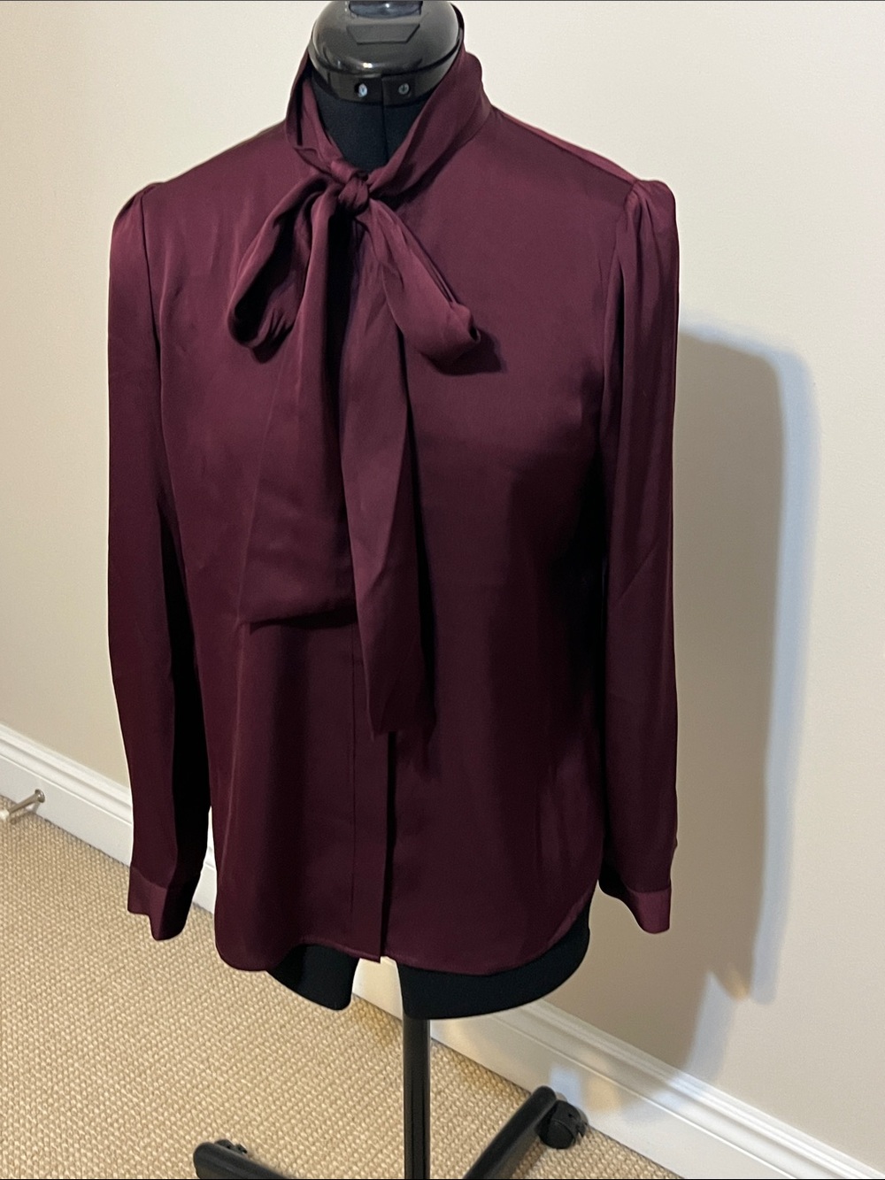 🆕 QUINCE Washable Stretch Silk Tie Neck Blouse - Picture 8 of 14